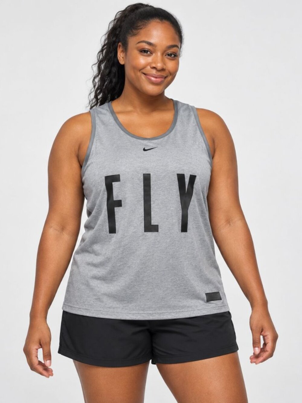 Nike Dri-FIT Swoosh Fly Jersey Women's L Gray Athleisure Sporty Streetwear